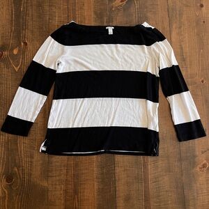 J. Crew Black and White Boxy Long Sleeve Tee